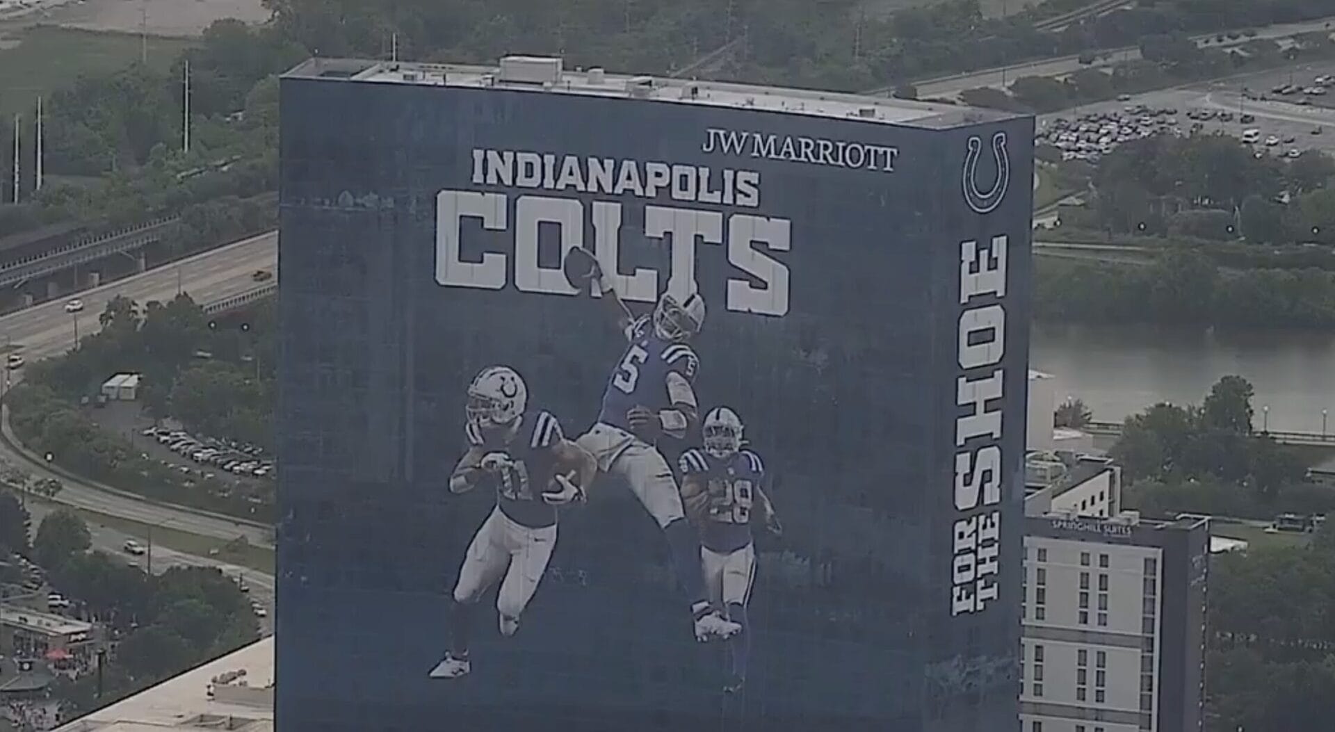 Colts QB Anthony Richardson reacts to being featured on the JW Marriott Indianapolis